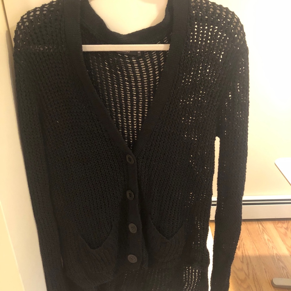 Black button cardigan sweater